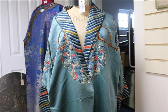 A 19thC Chinese robe made in the early 1920s into an evening coat